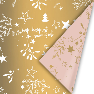 Inpakpapier 30 CM | Mistletoe kisses goud/roze
